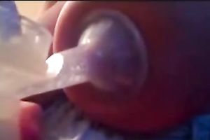 My cute BBC slut was pumping up some milk from her large juggs