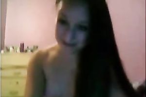 Raven haired bitchie nympho with natural merry milk sacks was teasing herself