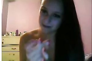 Raven haired bitchie nympho with natural merry milk sacks was teasing herself