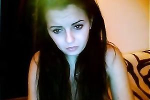 Desirable honey in her room all bare rubs her yummy cunt