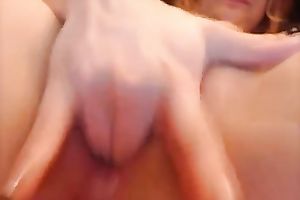 Young cute and ardent red haired girlie used fake penis for her solo