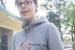 Nerdy college Married slut is in the public shitter after morning exercise