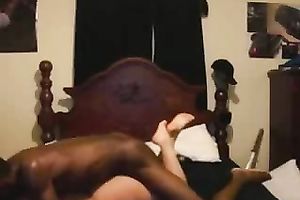 Big breasted doxy rides my dark buddy's meaty bulky BBC on top