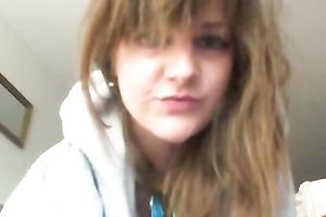 Horny blondie with big and hawt titite permeated her taut and wet muff