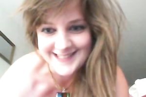 Horny blondie with big and hawt titite permeated her taut and wet muff