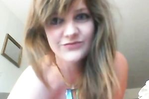 Horny blondie with big and hawt titite permeated her taut and wet muff