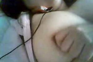 Sexy charming non-professional Indian dark brown plays with her worthwhile large bazookas