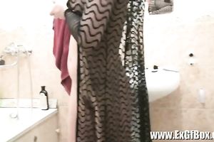 Sexy non-professional golden-haired sweetheart filmed in the bath