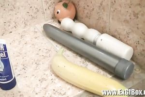 Sexy non-professional golden-haired sweetheart filmed in the bath