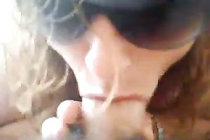 My impure curly haired floozy gives me head in hot sun shades