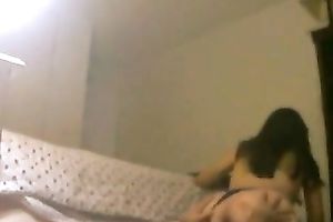 A bit bulky large breasted dark brown MILFie wife of my buddy jumps on his wang