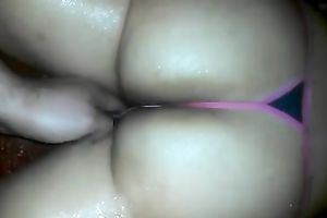 Oiled up marvelous booty of my girlfriend fingered from behind