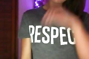 Awesome all natural cute and slim brunette hair gal falshes her milk shakes