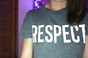 Awesome all natural cute and slim brunette hair gal falshes her milk shakes