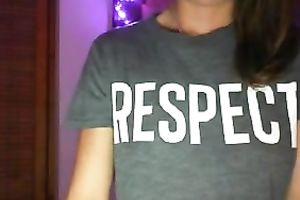 Awesome all natural cute and slim brunette hair gal falshes her milk shakes