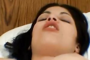 Magnificent brunette hair legal age teenager with gorgeous face opens her legs wide