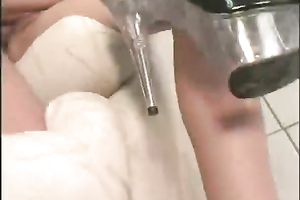 Asstastic ginger babe acquires her backdoor gangbanged on the bed