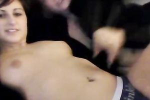 Couple of playful teeny lesbos show me their juggs on web camera