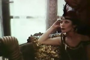 Nasty insatiable European hookers in retro style bagnio