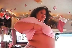 SBBW posing and masturbating her obese vagina and playing large milk cans