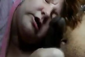 Chubby unattractive brunette hair fatso was busy with engulfing friend's pecker