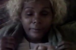 Chocolate crack whore receives her entire face covered with my ball cream