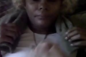 Chocolate crack whore receives her entire face covered with my ball cream
