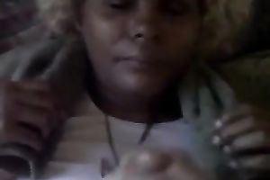 Chocolate crack whore receives her entire face covered with my ball cream