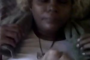 Chocolate crack whore receives her entire face covered with my ball cream