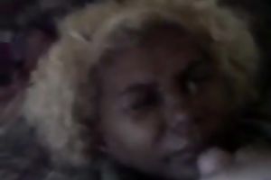 Chocolate crack whore receives her entire face covered with my ball cream