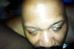 Going down on my dark floozy licking her juicy hirsute poontang