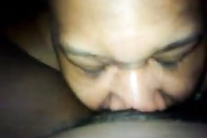 Going down on my dark floozy licking her juicy hirsute poontang