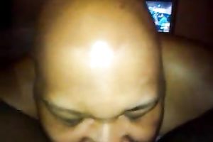 Going down on my dark floozy licking her juicy hirsute poontang