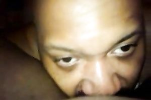 Going down on my dark floozy licking her juicy hirsute poontang