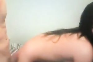 Slender natural raven haired livecam wife showed off extra kewl riding skills