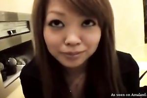 Cute bound up natural Japanese girlie gives quite priceless blow job