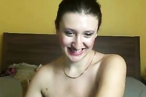 Enormous wobblers of a white brunette hair milf flashed on livecam