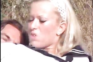 Mischievous juvenile coed gets ardently nailed in the woods