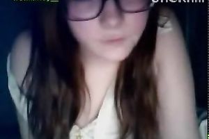 Nerdy and charming livecam legal age teenager pets her shaved cunt for me