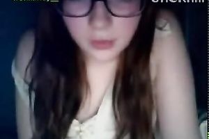 Nerdy and charming livecam legal age teenager pets her shaved cunt for me