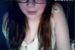 Nerdy and charming livecam legal age teenager pets her shaved cunt for me