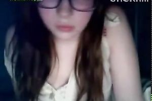 Nerdy and charming livecam legal age teenager pets her shaved cunt for me