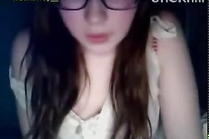 Nerdy and charming livecam legal age teenager pets her shaved cunt for me