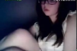 Nerdy and charming livecam legal age teenager pets her shaved cunt for me