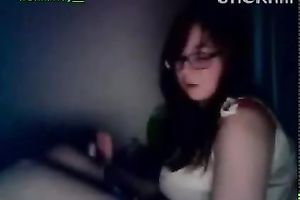 Nerdy and charming livecam legal age teenager pets her shaved cunt for me
