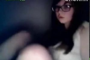 Nerdy and charming livecam legal age teenager pets her shaved cunt for me