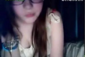 Nerdy and charming livecam legal age teenager pets her shaved cunt for me