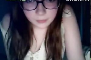 Nerdy and charming livecam legal age teenager pets her shaved cunt for me