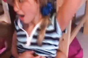 Sweet light haired tanned legal age teenager was using a sex-toy to please her pussy