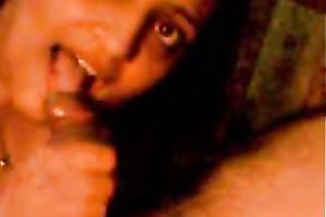 Adorable Indian non-professional girlfriend gives head on cam